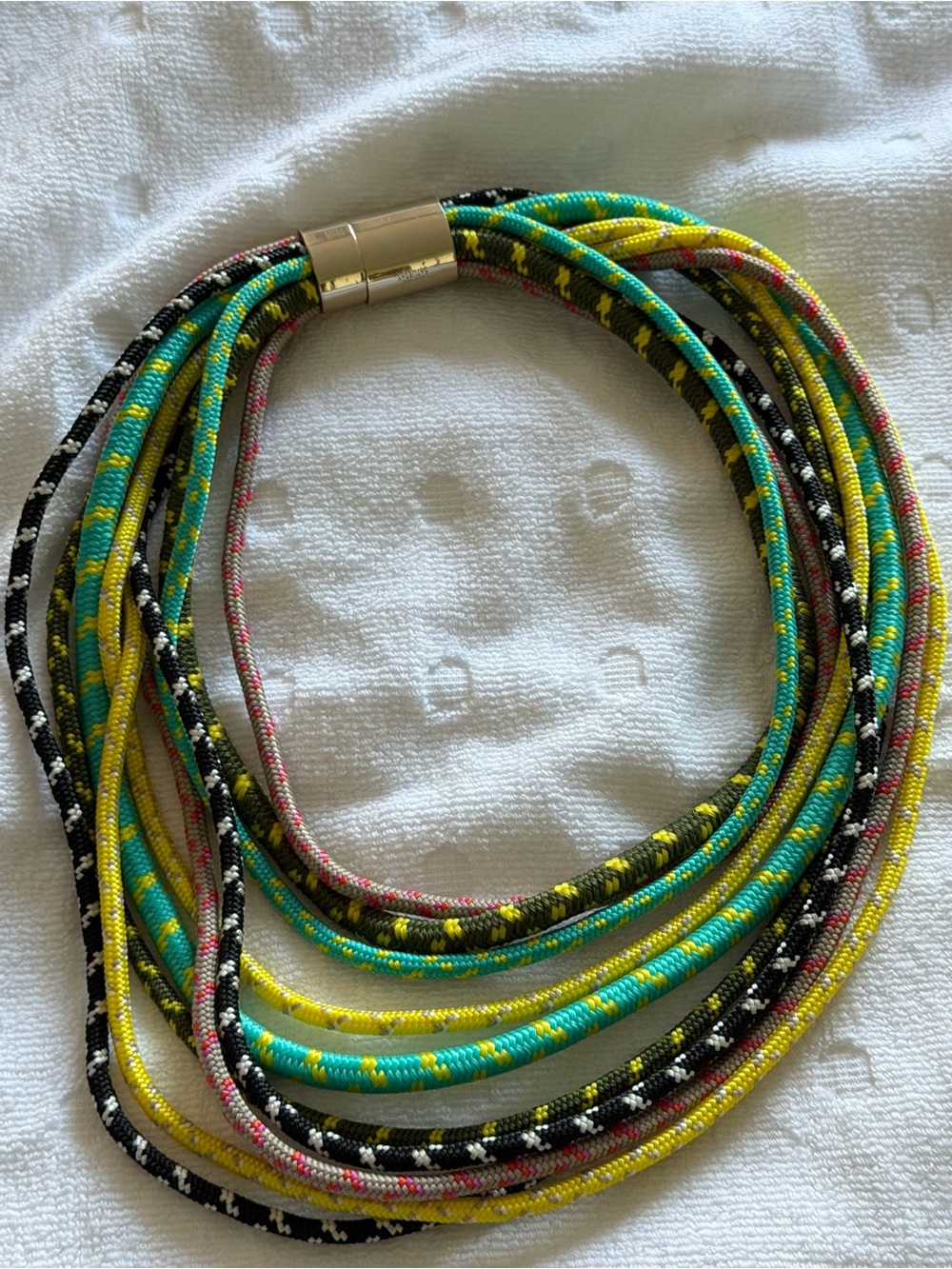 kate spade Multistrand Rope Necklace in Aqua, Yellow, Black and Pink